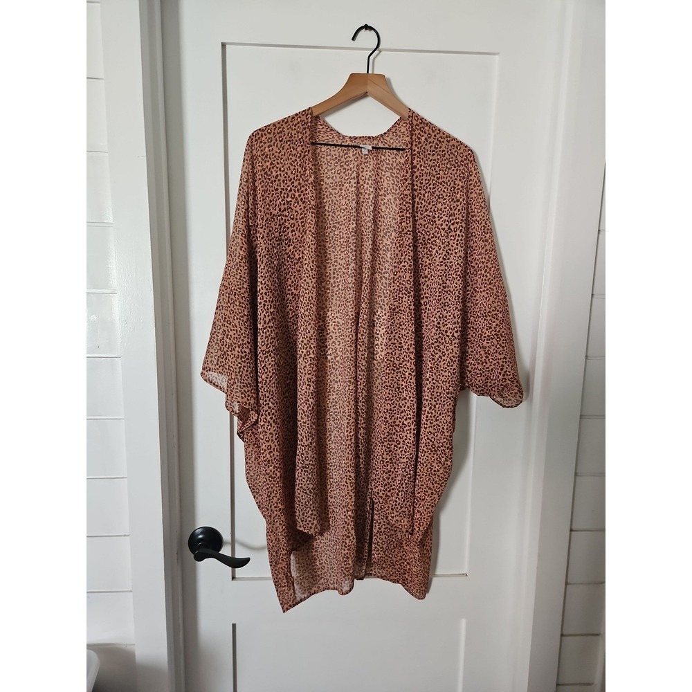 Aerie Leopard Print Kimono Cardigan Boho Fairycore Open Front Cover Up O/S